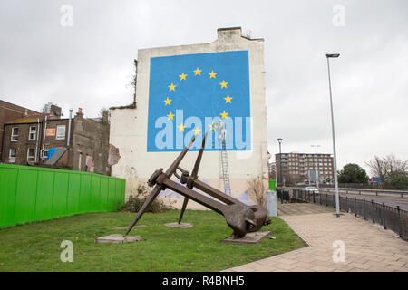 Banksy Brexit murale nel Dover. Foto Stock