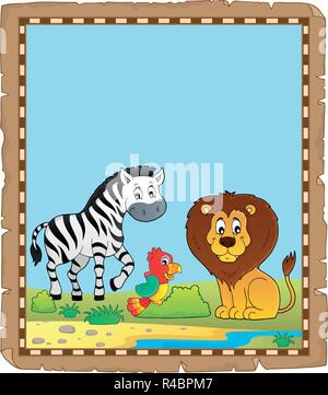 Pergamena con animali africani 5 - eps10 illustrazione vettoriale. Illustrazione Vettoriale