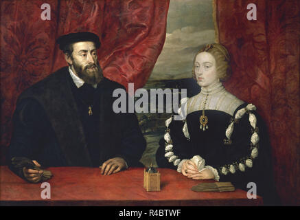 "Carlo V e Imperatrice Isabel" ca. 1628, olio su tela, 114 x 164 cm. Autore: Rubens, Pietro Paolo. Posizione: Collezione privata. MADRID. Spagna. Foto Stock