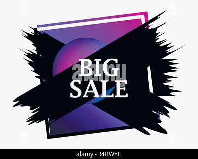Grande Vendita banner con telaio e gradiente di pennellate di vernice. Offerta speciale con sconto. Illustrazione Vettoriale Illustrazione Vettoriale