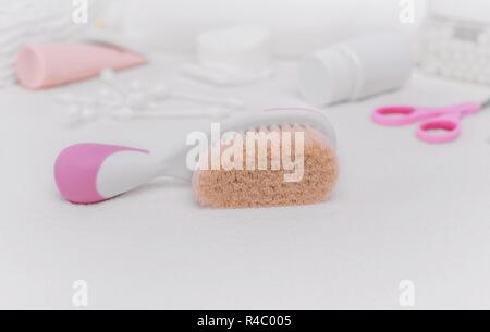 Pettine speciale con soft lana per neonati. Foto Stock