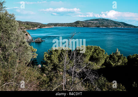 Vista del golfo Stella, Isola d'Elba, Toscana, Italia Foto Stock