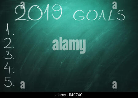 2019 Gli obiettivi sulla scheda verde. Lavagna. Foto Stock