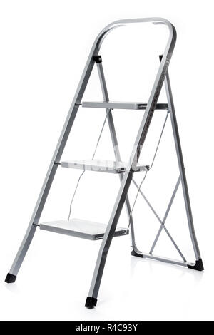 Scaletta isolato . La scala di metallo su sfondo bianco Foto Stock