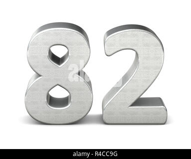 82 numero 3d argento struttura 3D rendering Foto Stock