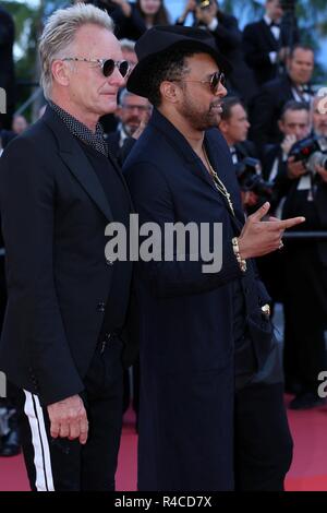 CANNES, Francia - 19 Maggio 2018: Sting e Shaggy a piedi il tappeto rosso davanti a "L'uomo che ha ucciso Don Chisciotte' a screening settantunesima edizione del Festival de Cannes Foto Stock