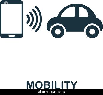 Icona di mobilità. Premio di design di stile dall urbanistica raccolta. UX e UI. Pixel una perfetta mobilità icona per web design, applicazioni software, l'utilizzo di stampa. Illustrazione Vettoriale