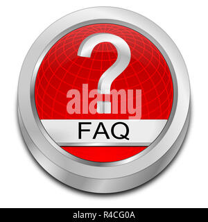 Rosso pulsante FAQ - 3D illustrazione Foto Stock