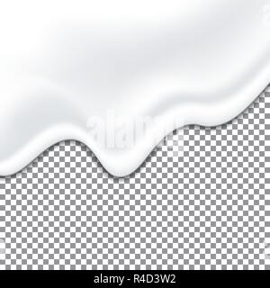 Realistico yogurt bianco texture. Salsa maionese. Liquido di consistenza cremosa isolato su sfondo trasparente. Illustrazione Vettoriale. Illustrazione Vettoriale