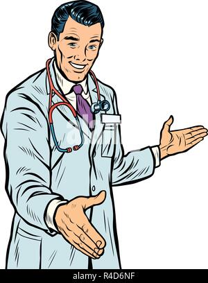 Medico handshake, medicina e sanità Illustrazione Vettoriale