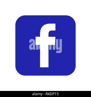 Logo con la lettera F in una cornice blu Illustrazione Vettoriale