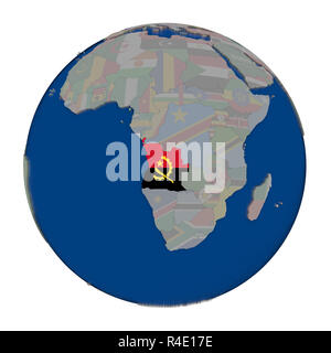 Angola sul globo politico Foto Stock