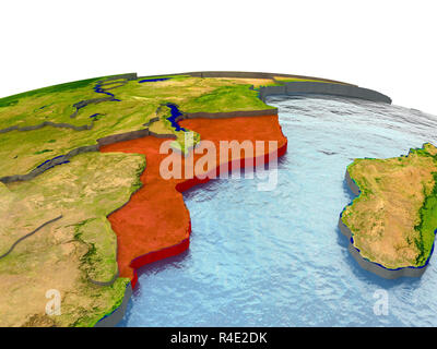 Mozambico sulla terra in rosso Foto Stock