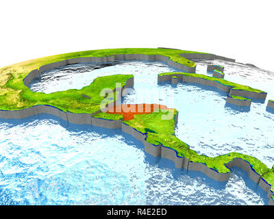 Honduras sulla terra in rosso Foto Stock