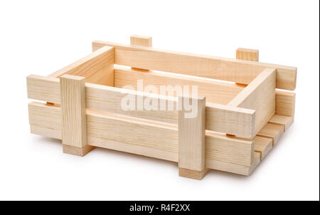Decorativo vuota gabbia in legno isolato su bianco Foto Stock