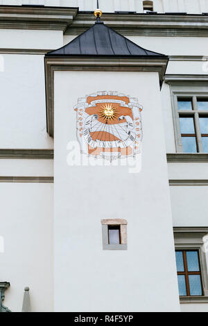 Dettaglio. Palazzo dei Granduchi di Lituania, situato nel castello inferiore di Vilnius. Il lavoro su un nuovo palazzo iniziata nel 2002 sul sito di origine Foto Stock