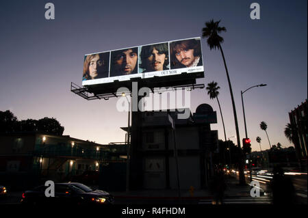 Beatles affissioni per re-release di Album Bianco in Hollywood, CA Foto Stock