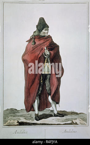 COLECCION DE TRAJES DE ESPAÑA-1777-ANDALUZ-GRABADO S XVIII-TIPOS POPULARES. Autore: CRUZ CANO Y OLMEDILLA JUAN DE LA. Posizione: Collezione privata. La Francia. Foto Stock