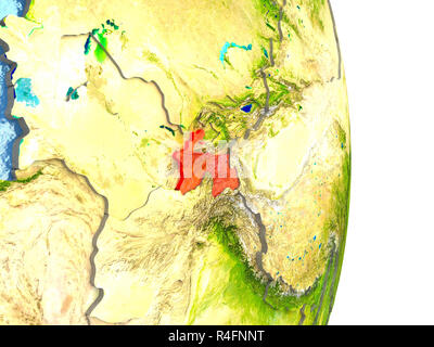 Tagikistan in rosso sulla terra Foto Stock