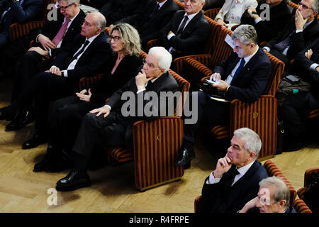 Torino, Italia. 26 Nov, 2018. Il Presidente della Repubblica Italiana Sergio Mattarella all inaugurazione dell Anno Accademico 2018/2019 dell'Università di Torino Credito: Bruno Brizzi/Pacific Press/Alamy Live News Foto Stock