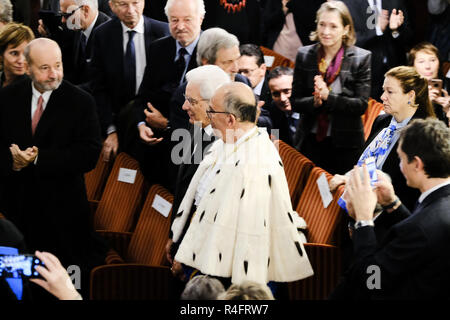 Torino, Italia. 26 Nov, 2018. Il Presidente della Repubblica Italiana Sergio Mattarella all inaugurazione dell Anno Accademico 2018/2019 dell'Università di Torino Credito: Bruno Brizzi/Pacific Press/Alamy Live News Foto Stock