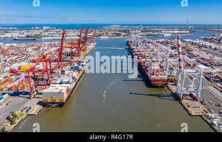 Foto aerea del container terminal di Melbourne, Australia Foto Stock