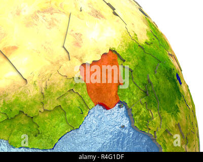 La Nigeria sulla terra in rosso Foto Stock