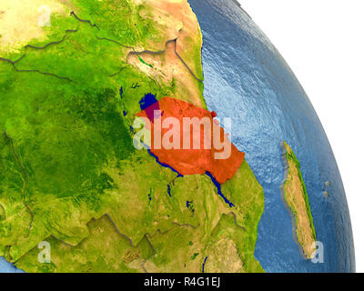 Tanzania sulla terra in rosso Foto Stock