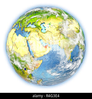Emirati Arabi Uniti sulla terra isolato Foto Stock