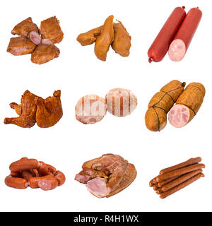 Impostare un diverso di prodotti a base di carne Foto Stock