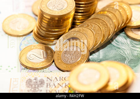 Monete polacco close up Foto Stock