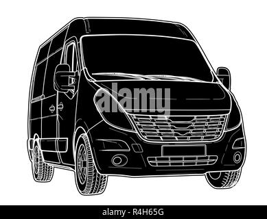 Illustrazione Vettoriale tech disegnare dei moderni minibus Illustrazione Vettoriale