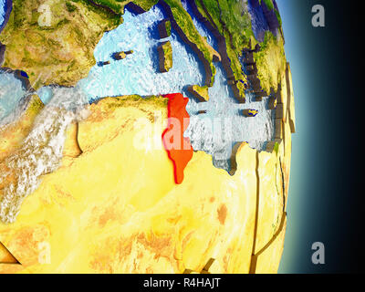 La Tunisia in rosso dallo spazio Foto Stock