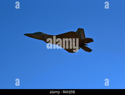 Un U.S. Air Force F-22 Raptor da 325Fighter Wing vola attraverso il cielo su Tyndall Air Force Base Fla., nov. 16, 2018. Come Tyndall's F-22 rapaci sono temporaneamente deviato verso altri impianti, diverse missioni chiave rimarrà a Tyndall per includere la 601st Air Force Operations Center, la 337Air Control Squadron, 53 armi air-air Gruppo di valutazione, il 823rd rosso squadrone di cavalli, il distacco 1, l'Air Force ingegnere civile centro, Air Force speciale ufficio di indagini e la Air Force di operazioni giuridiche Agenzia. (U.S. Air Force foto di Senior Airman Isaia J. Soliz Foto Stock