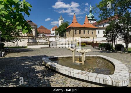 Kurort Teplice, Health resort posto, Lázenské námesti con Summer house, chiesa del castello e la chiesa di presidenza, Kurplatz, Lázenské námesti mit Lusthaus, S Foto Stock