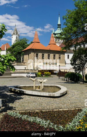 Kurort Teplice, Health resort posto, Lázenské námesti con Summer house, chiesa del castello e la chiesa di presidenza, Kurplatz, Lázenské námesti mit Lusthaus, S Foto Stock