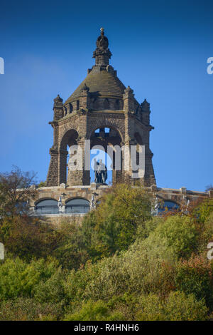 Imperial Wilhelm monumento, Porta Westfalica, cerchio di Minden-Luebbecke, Renania settentrionale-Vestfalia, Germania, Kaiser-Wilhelm-Denkmal, Kreis Minden-Luebb Foto Stock