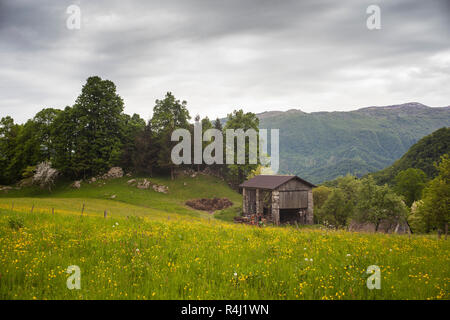 Vista della casa colonica nella campagna slovena Foto Stock