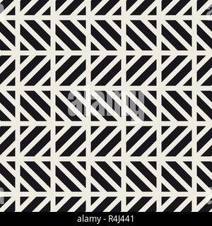 Vector seamless pattern. Elegante sfondo monocromo. Ripetere quadrato geometrico di piastrelle con strisce inclinate. Illustrazione Vettoriale