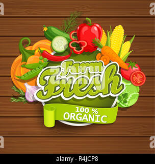 Fattoria di verdure fresche etichetta. Foto Stock
