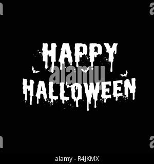 Happy Halloween lettere bianche su sfondo nero. La lettera di invito per il messaggio e il banner concetto preventivo. Vacanza e tema di Ghost. Illustrazione Vettoriale. Illustrazione Vettoriale