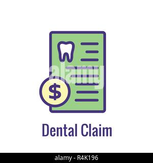 Assicurazione dentaria Icona di contorno con immagine del dente Illustrazione Vettoriale