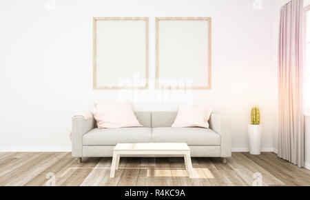 Due telai mockup sul rendering 3D soggiorno Foto Stock