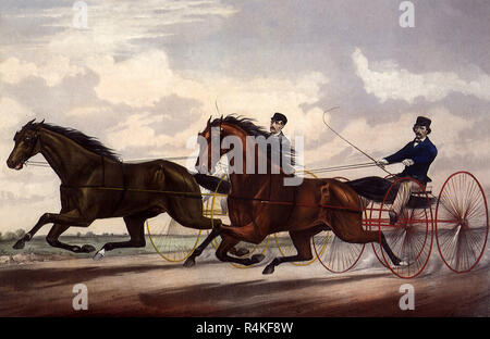 Due uomini Carrello Racing, Currier, Nathaniel & Ives, marmellata. Foto Stock