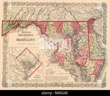 Mappa di originale D.C. 1865, Colton, G.W. Foto Stock