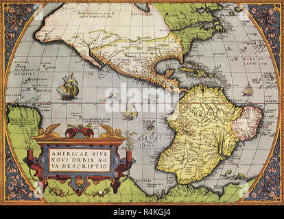 Inizio Mappa di Americas 1570, Ortelius. Foto Stock