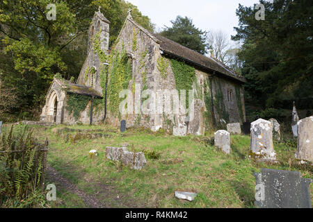 La chiesa abbandonata della Chiesa Llandyfeisant sul bordo del Dinefwr station wagon, Llandeilo, Carmarthenshire, Galles Foto Stock