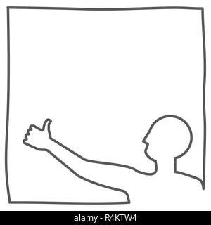 Pollice in alto hitchhiker gesto - linea continua il disegno del telaio Illustrazione Vettoriale