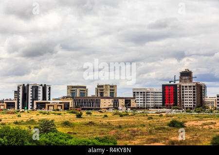 In rapido sviluppo central business district, Gaborone, Botswana, 2017 Foto Stock