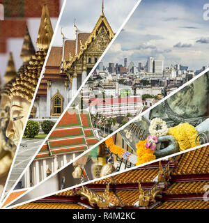 Collage di Bangkok (Thailandia) immagini - travel sfondo (le mie foto) Foto Stock